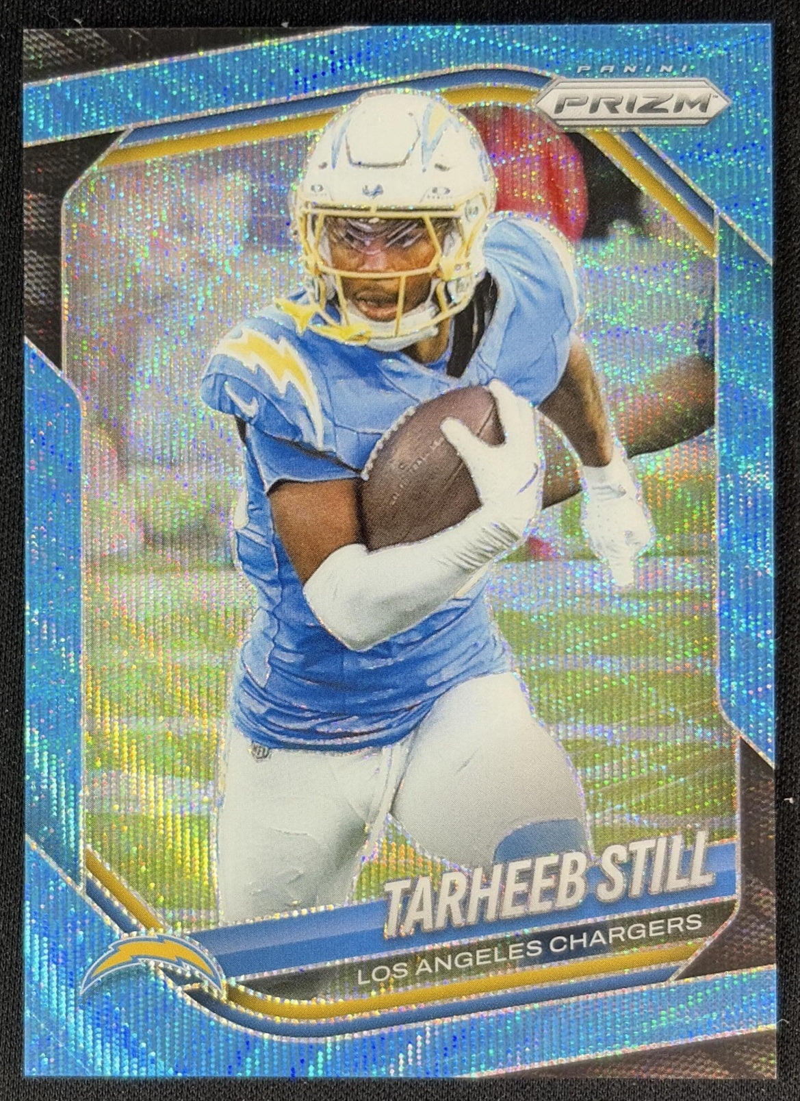 Tarheeb Still 2025 Panini Prizm Blue Wave /230 Chargers front