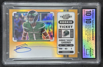 Ahmad "Sauce" Gardner 2022 Panini Contenders Optic Orange Rookie Auto /20 Arena Club 10 & Auto 10
