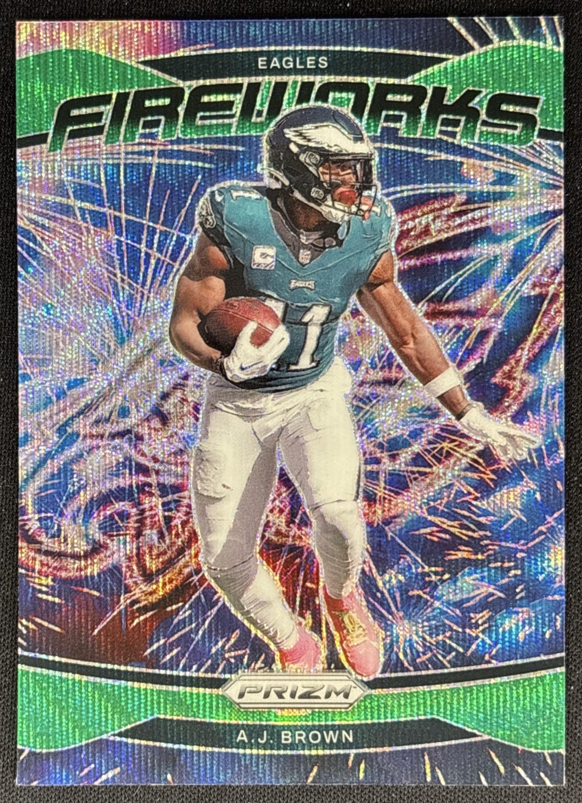 A.J. Brown 2024 Panini Prizm Fireworks Green Wave Eagles Patriots Default Title Sports Trading Cards