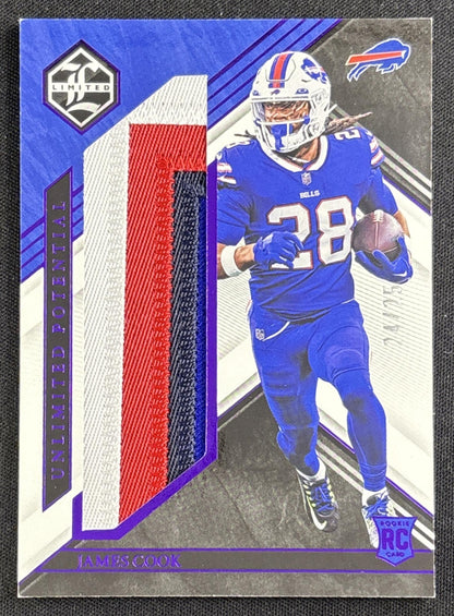 James Cook 2022 Panini Limited Unlimited Potential Amethyst Spotlight /25 Bills Sports Trading Card
