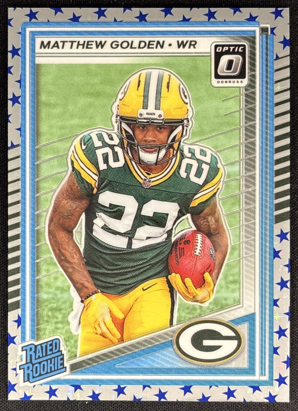 Matthew Golden 2025 Panini Donruss Optic Rated Rookie Stars Prizm Packers front