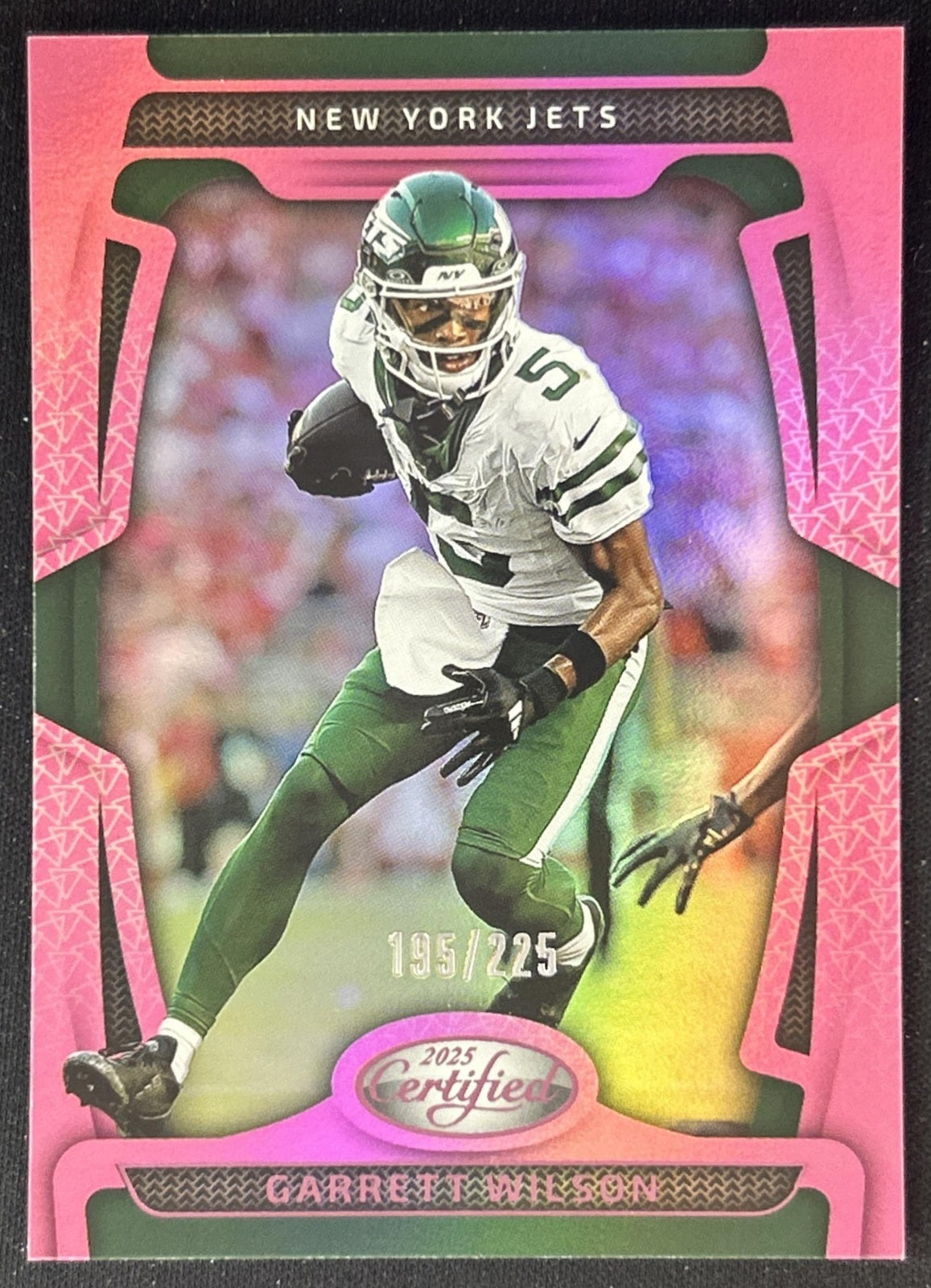 Garrett Wilson 2025 Panini Certified Mirror Pink /225 Jets front