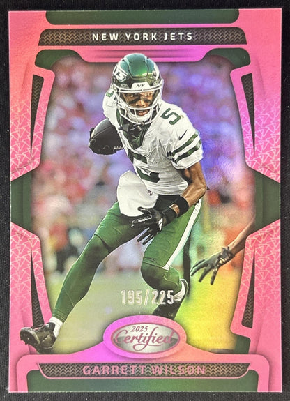 Garrett Wilson 2025 Panini Certified Mirror Pink /225 Jets front