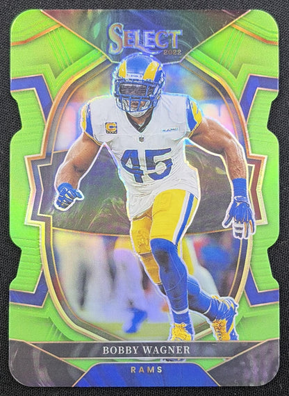Bobby Wagner 2022 Panini Select Neon Green Prizm Die Cut /299 Rams