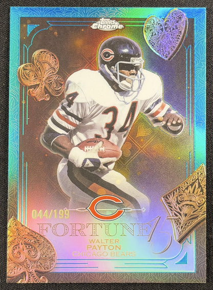 Walter Payton 2025 Topps Chrome Fortune 15 Aqua Refractor /199 Bears Chicago Bears