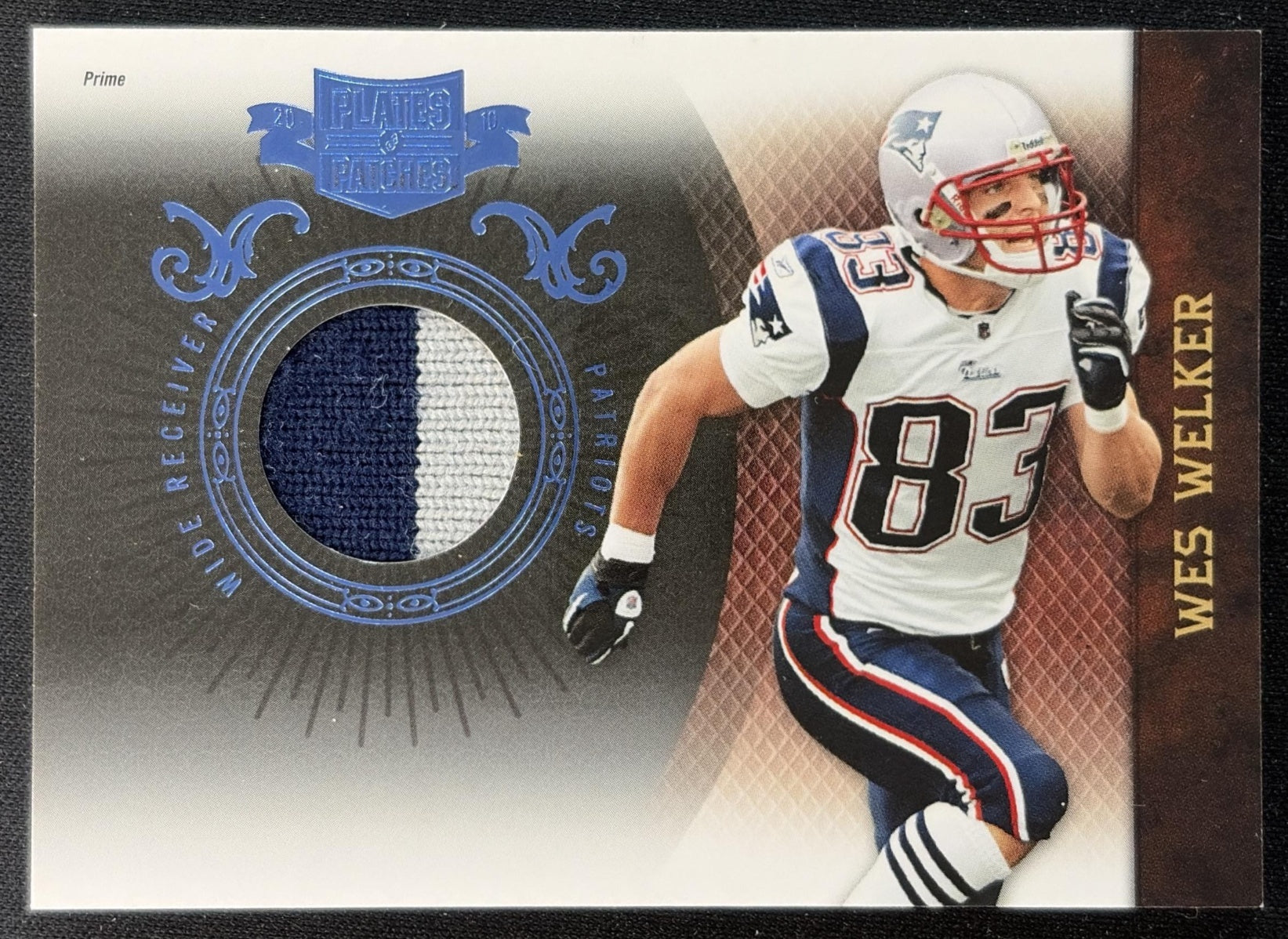Wes Welker 2010 Panini Plates & Patches Jerseys Prime /50 Patriots Sports Trading Cards