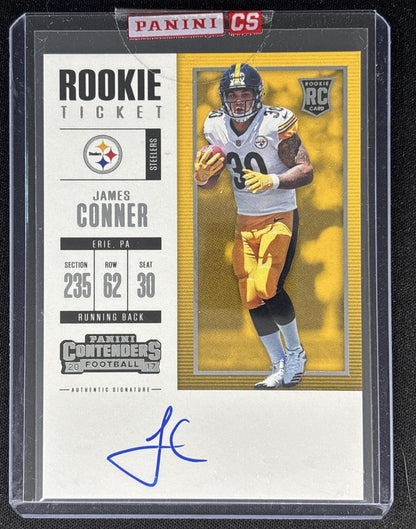 James Conner 2017 Panini Contenders Rookie Ticket Auto Steelers