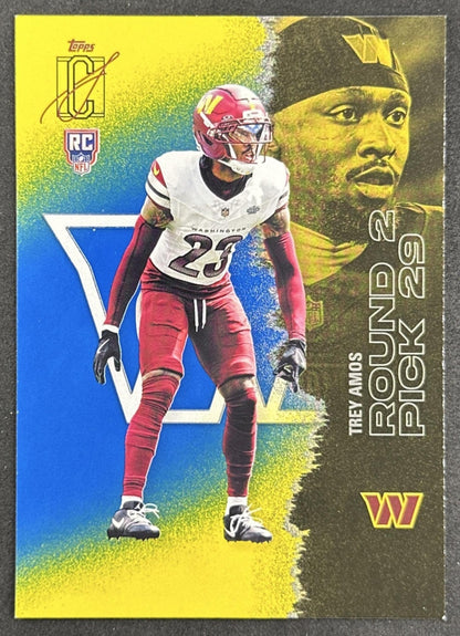 Trey Amos 2025 Topps Signature Class Rookie Blue & Yellow Foil Commanders front