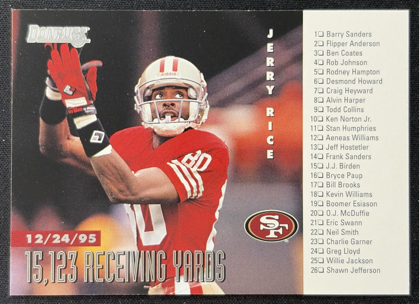 Jerry Rice 1996 Donruss 49ers Front
