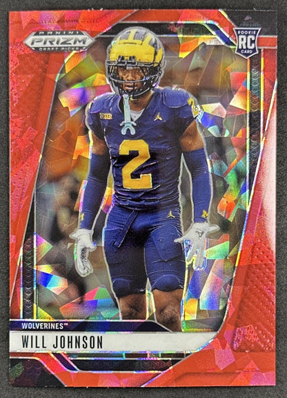 Will Johnson 2025 Panini Prizm Draft Picks Red Ice Wolverines Steelers - Front
