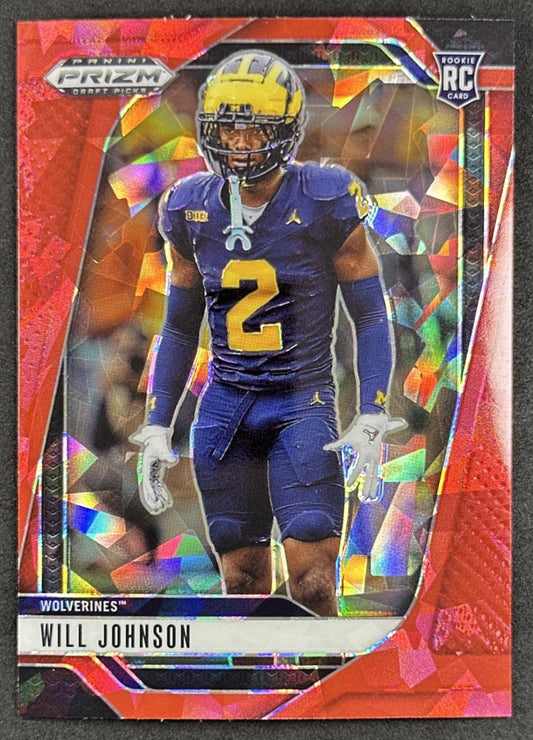 Will Johnson 2025 Panini Prizm Draft Picks Red Ice Wolverines Steelers - Front