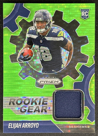 Elijah Arroyo 2025 Panini Prizm Rookie Gear Neon Green Pulsar Seahawks