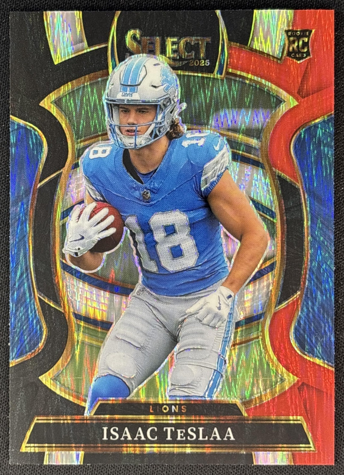 Isaac TeSlaa 2025 Panini Select Concourse Black and Red Prizm Shock Lions front
