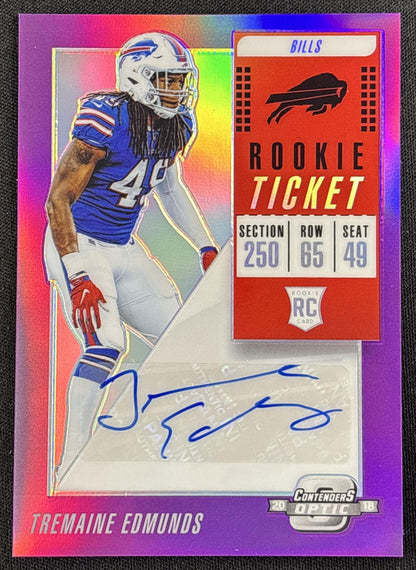 Tremaine Edmunds 2018 Panini Contenders Optic Purple /99 Bills