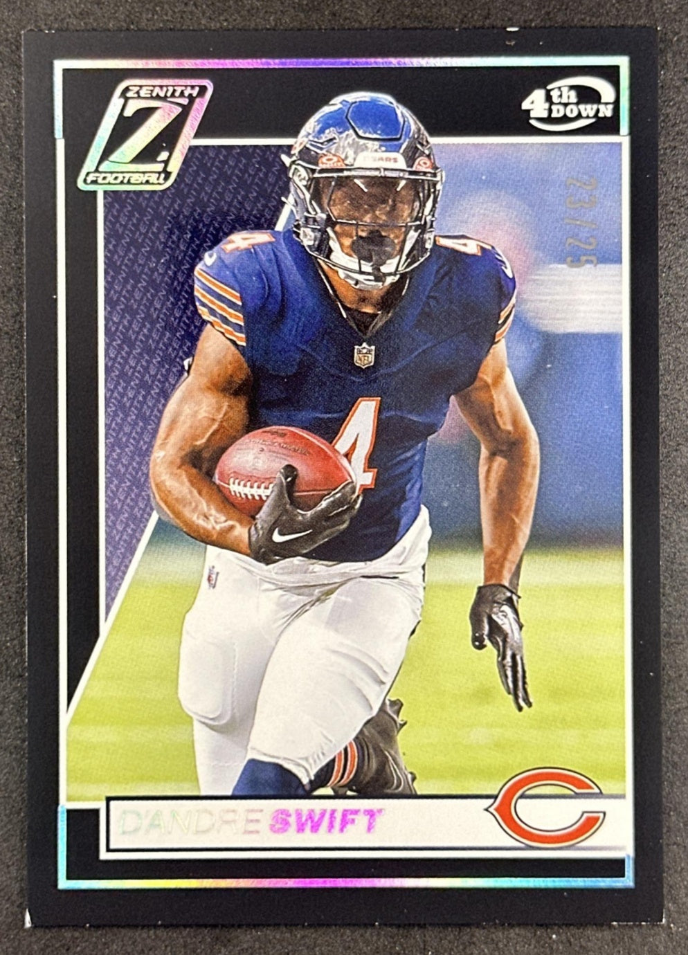 D'Andre Swift 2024 Panini Zenith 4th Down /25 Bears front
