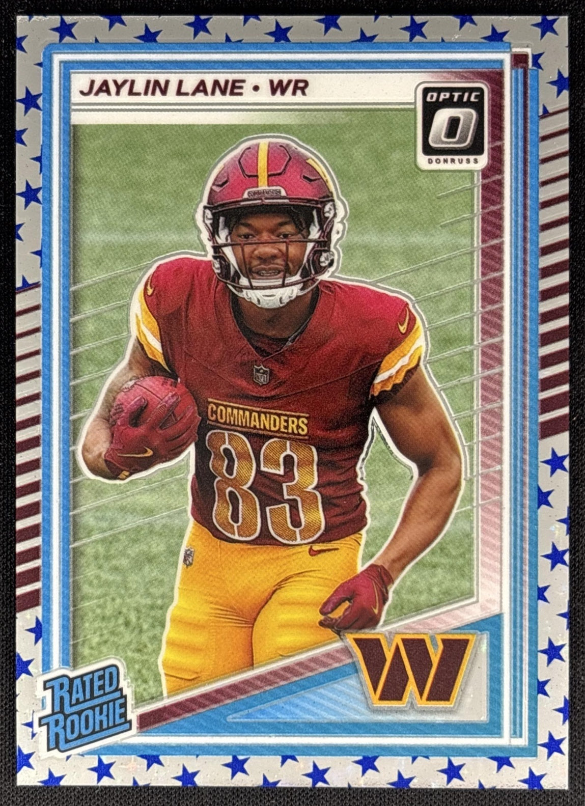 Jaylin Lane 2025 Panini Donruss Optic Rated Rookie Stars Prizm Commanders front