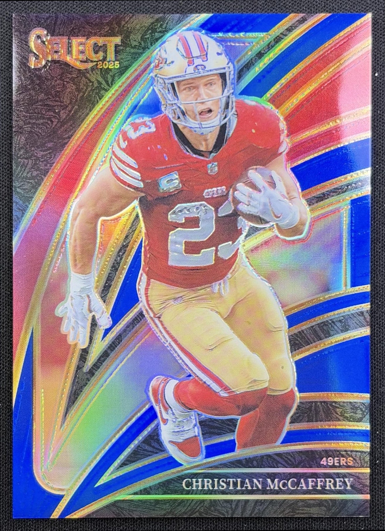 Christian McCaffrey 2025 Panini Select Club Level Blue Prizm /99 49ers