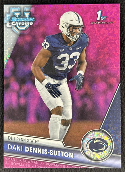 Dani Dennis-Sutton 2023 University Chrome Fuschia Mini Diamond Refractor /150 Nittany Lions front