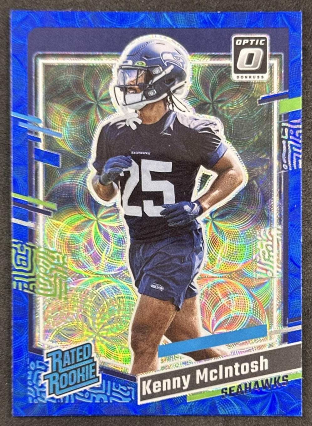 Kenny McIntosh 2023 Panini Donruss Optic Preview Blue Scope Seahawks