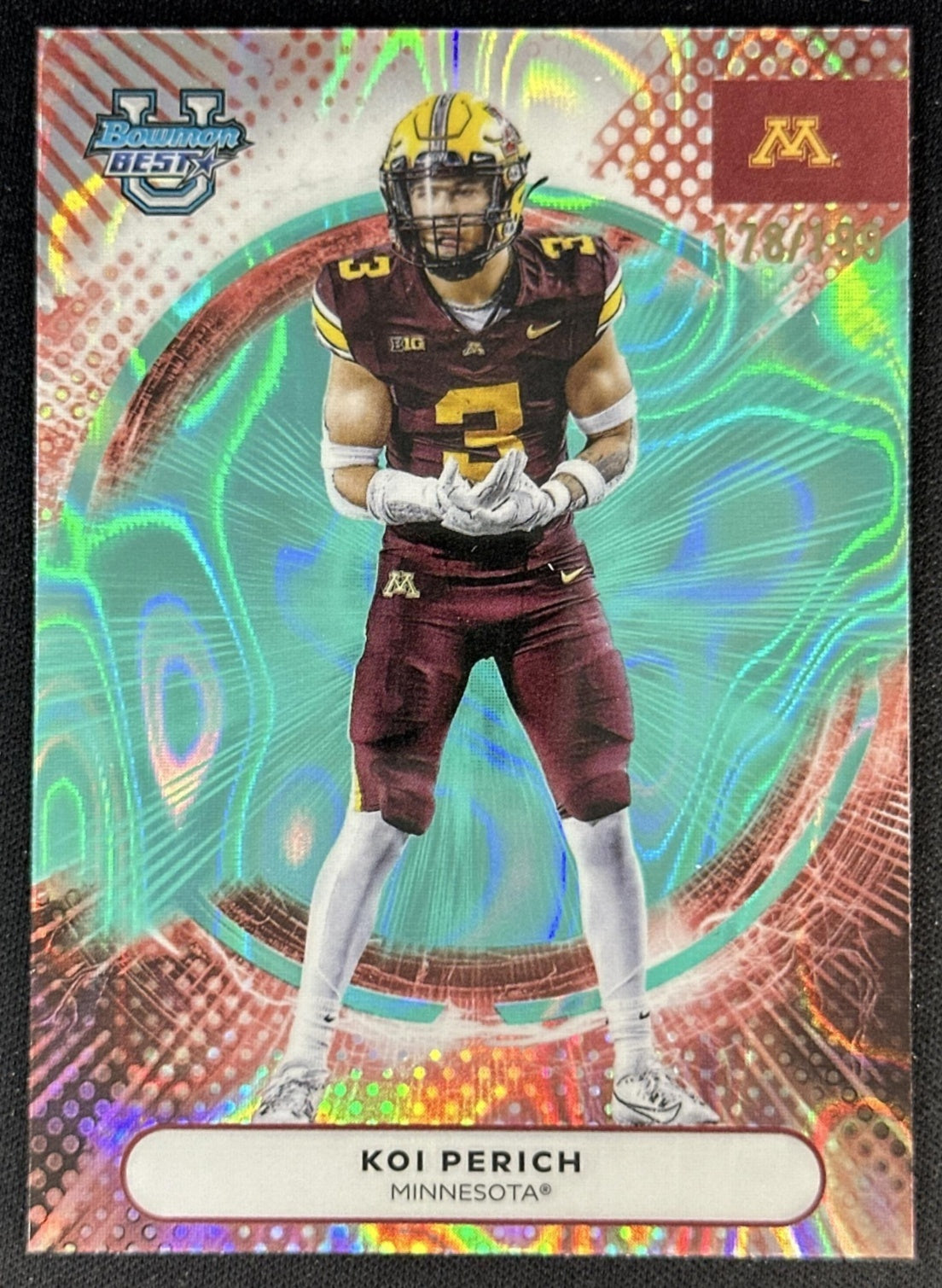 Koi Perich 2025 Best University Aqua Lava Refractor /199 Golden Gophers Vikings