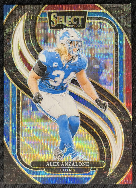 Alex Anzalone 2024 Panini Select Premier Tri-Color Prizm /249 Lions front