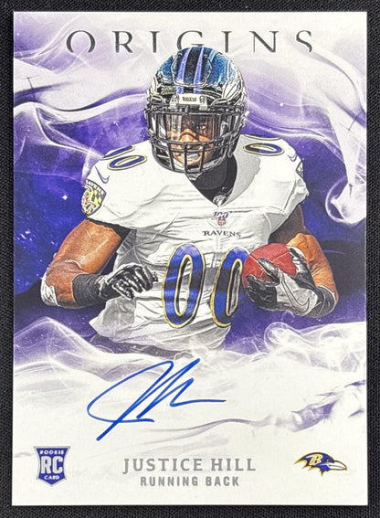 Justice Hill 2019 Panini Origins Rookie Auto Baltimore Ravens