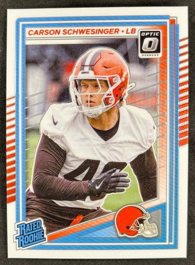 Carson Schwesinger 2025 Donruss Optic Rated Rookie Browns Sports Trading Card