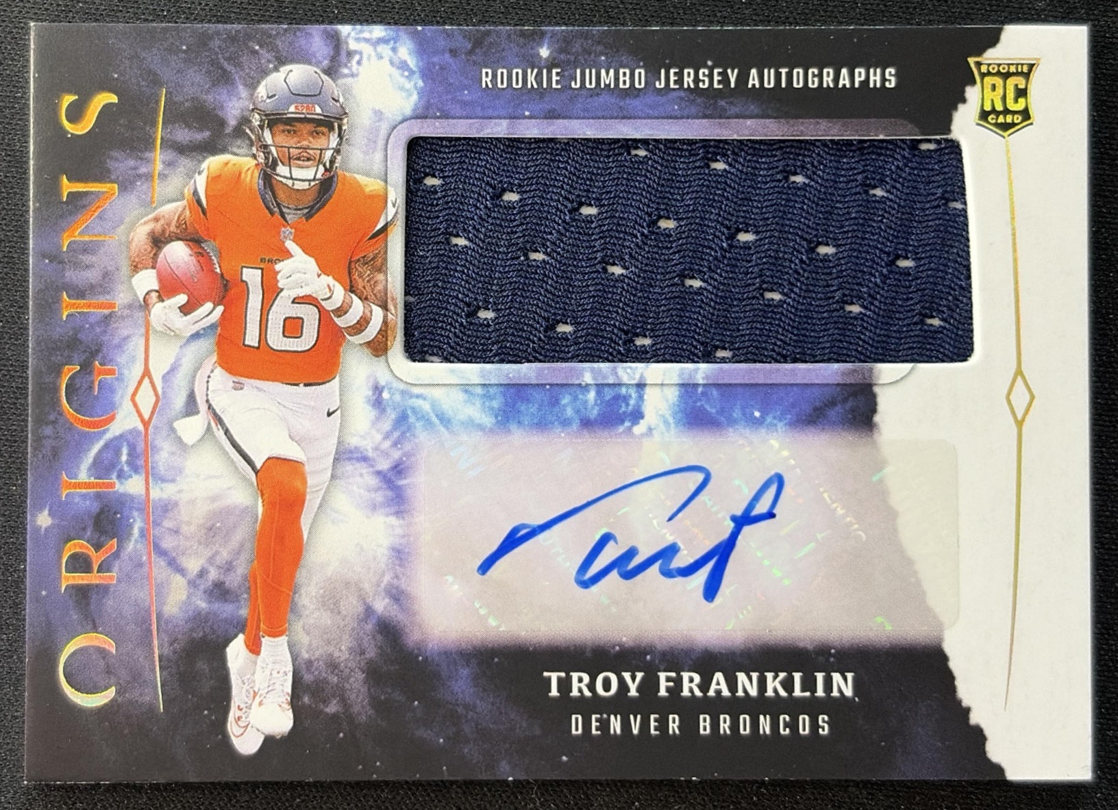 Troy Franklin 2024 Panini Origins Rookie Auto Broncos