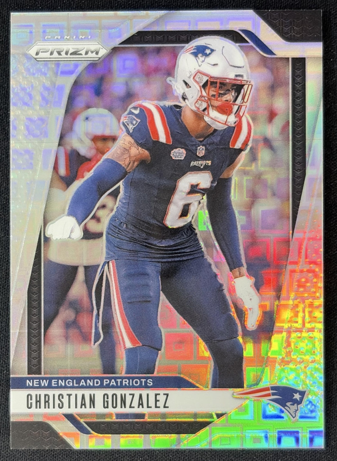 Christian Gonzalez 2024 Panini Prizm Pandora /400 Patriots front