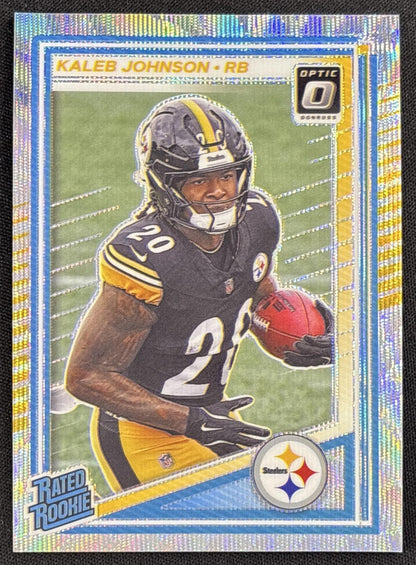 Kaleb Johnson 2025 Panini Donruss Optic Rated Rookie Wave Prizm /300 Steelers