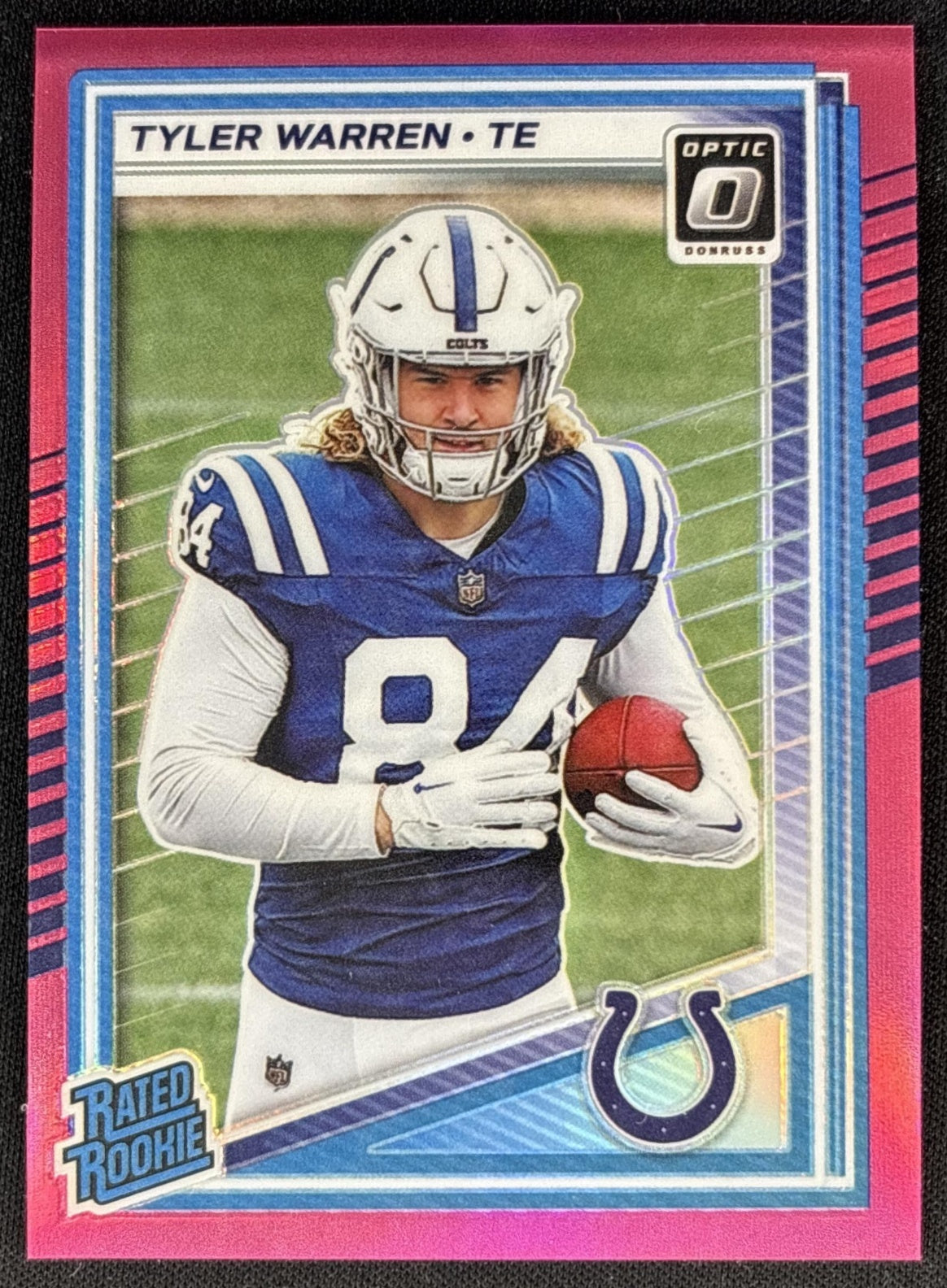 Tyler Warren 2025 Panini Donruss Optic Rated Rookie Pink Prizm Colts Front