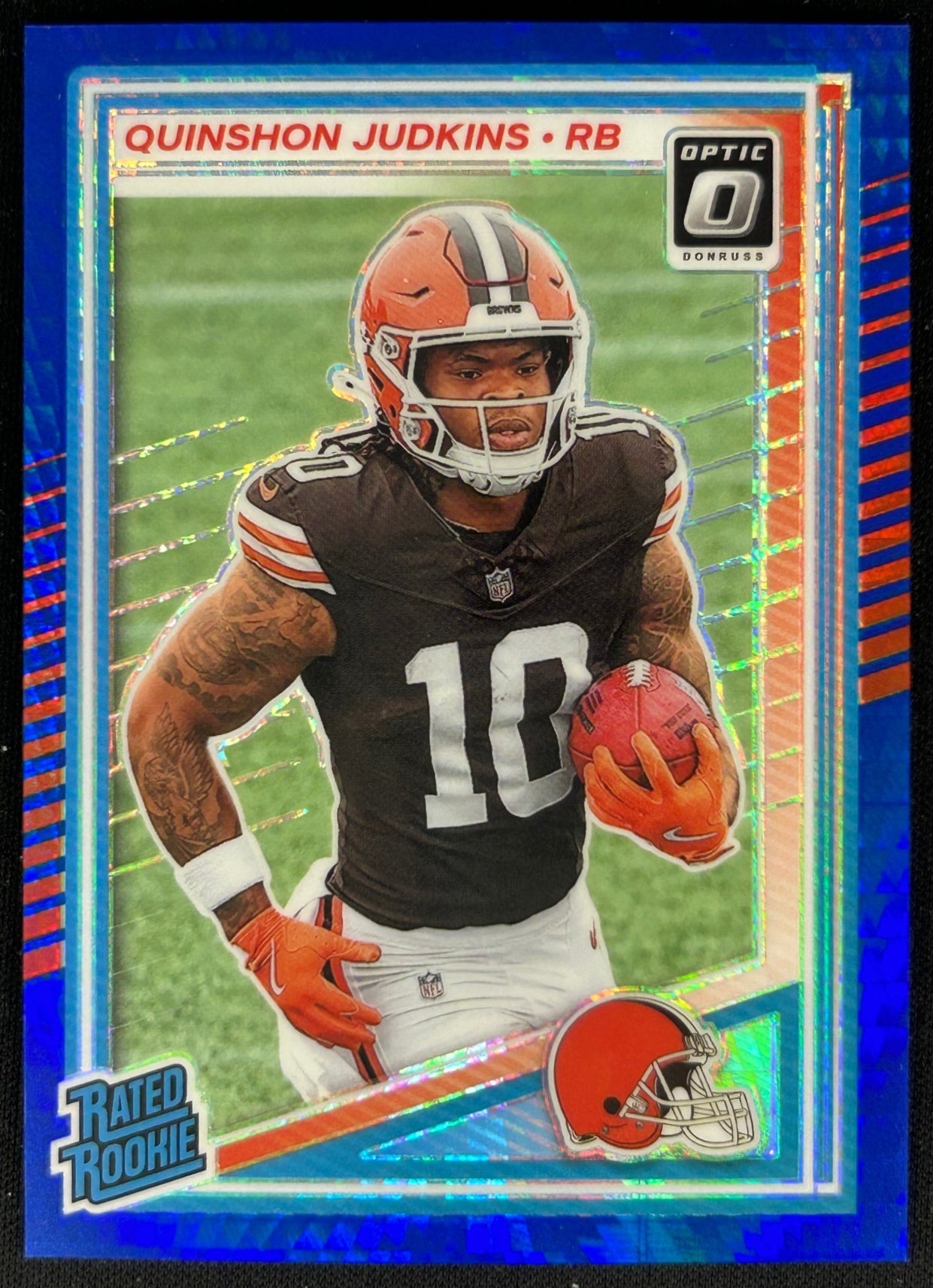 Quinshon Judkins 2025 Donruss Optic Rated Rookie Blue Hyper Prizm Browns Sports Trading Cards