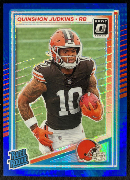 Quinshon Judkins 2025 Donruss Optic Rated Rookie Blue Hyper Prizm Browns Sports Trading Cards