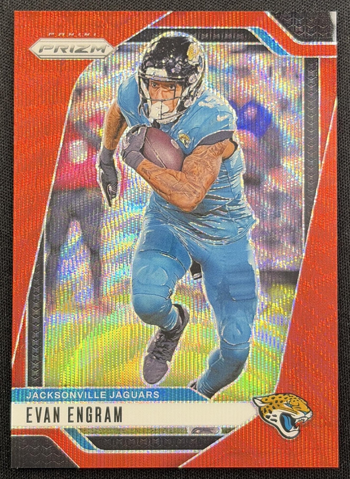 Evan Engram 2024 Panini Prizm Red Wave /149 Jaguars front