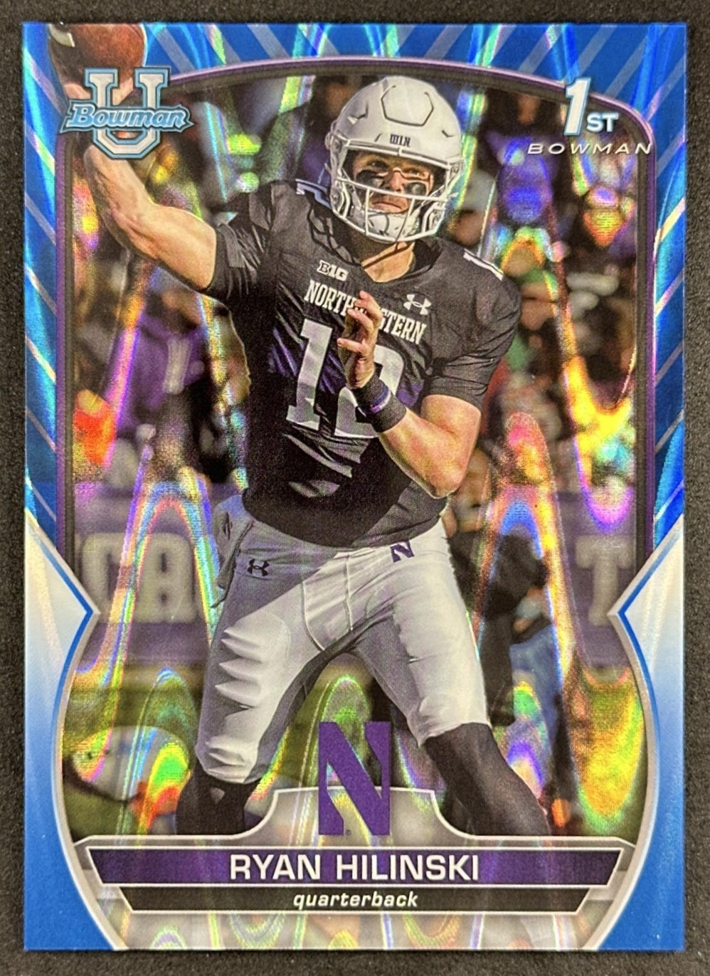 Ryan Hilinski 2022 Bowman University Chrome Blue RayWave Refractor /199 Sports Trading Card
