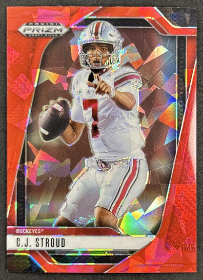C.J. Stroud 2025 Panini Prizm Draft Picks Red Ice Buckeyes Texans - Front