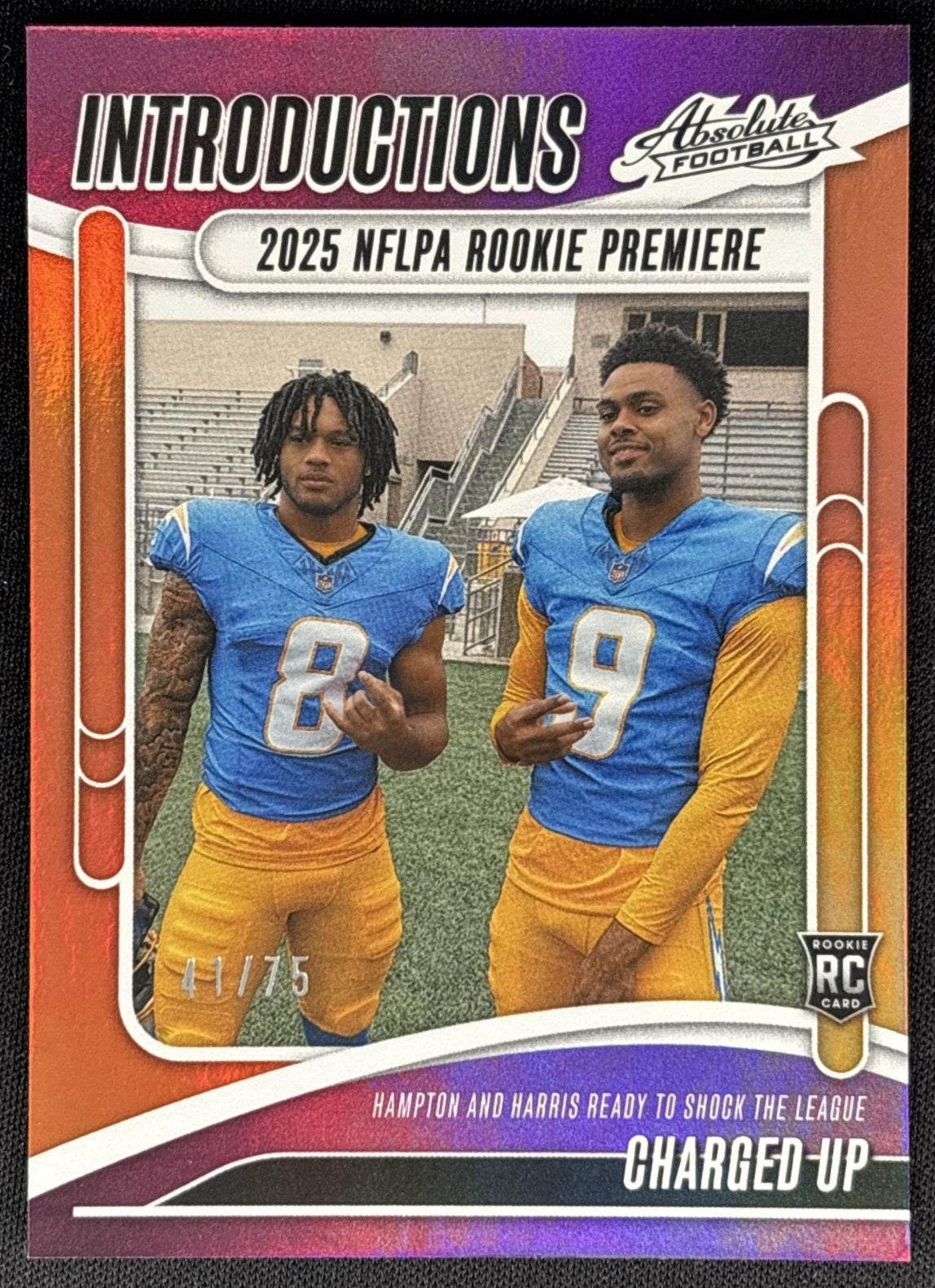 Charged Up 2025 Panini Absolute Introductions Spectrum Orange /75 Chargers Default Title Sports Trading Cards