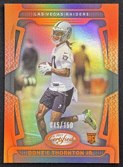 Dont'e Thornton Jr. 2025 Panini Certified Rookies Mirror Orange /150 Raiders Las Vegas Raiders