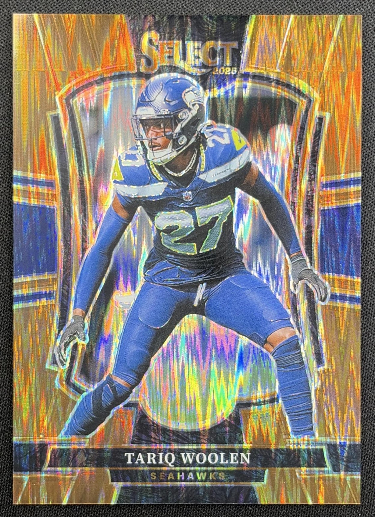 Tariq Woolen 2025 Panini Select Premier Level Copper Prizm Shock /899 Seahawks