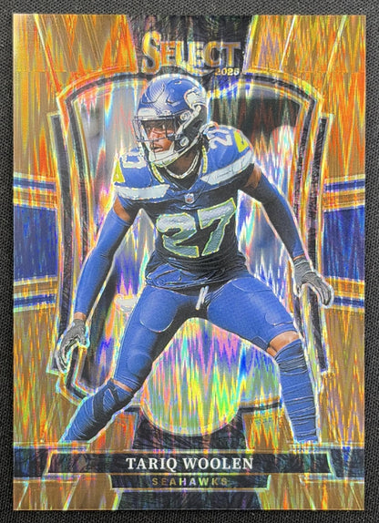 Tariq Woolen 2025 Panini Select Premier Level Copper Prizm Shock /899 Seahawks