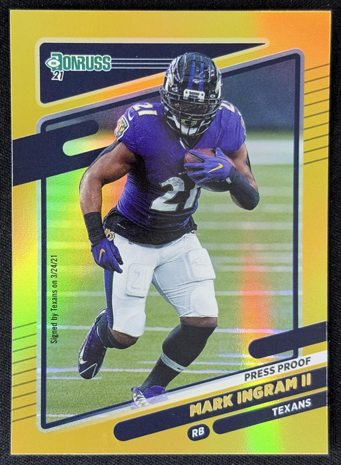 Mark Ingram II 2021 Panini Donruss Press Proof Premium Texans Sports Trading Card