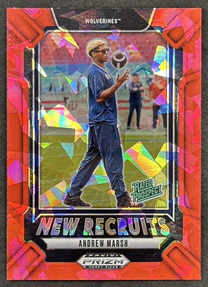 Andrew Marsh 2025 Panini Prizm Draft Picks New Recruits Red Ice Wolverines - Front