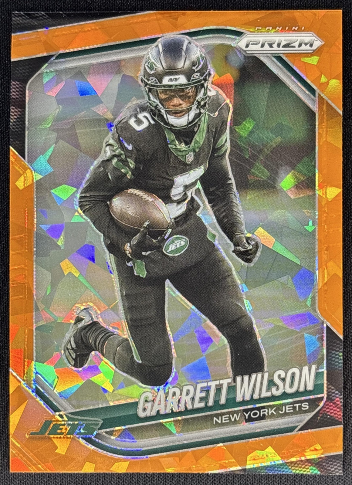 Garrett Wilson 2025 Panini Prizm Orange Ice Jets