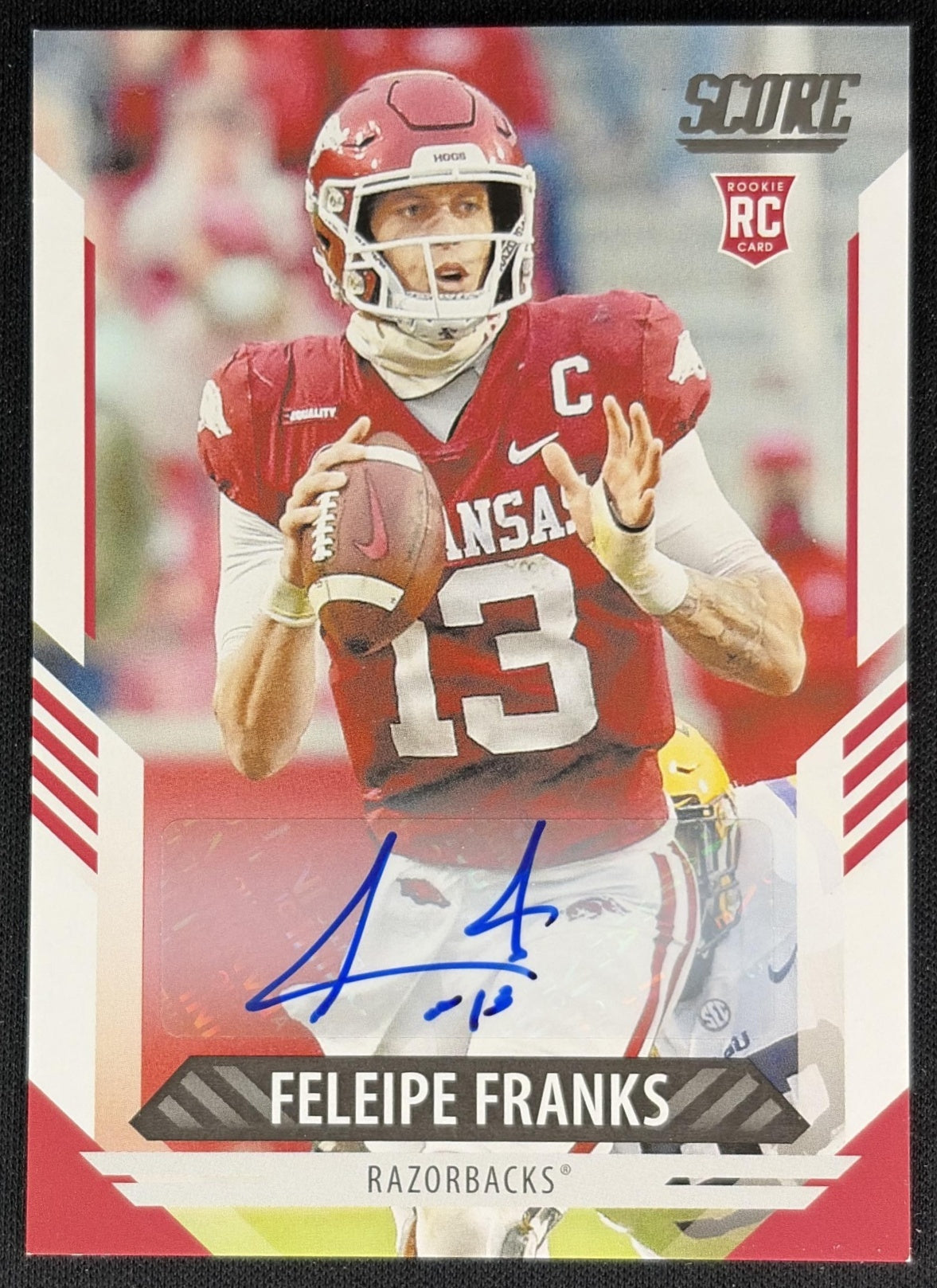 Feleipe Franks 2021 Panini Score Signatures Razorbacks Sports Trading Cards