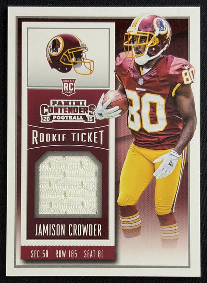 Jamison Crowder 2015 Panini Contenders Rookie Ticket Swatches Team Helmets Redskins