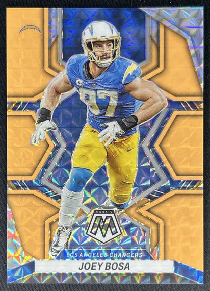 Joey Bosa 2022 Panini Mosaic Orange Fluorescent /25 Chargers front
