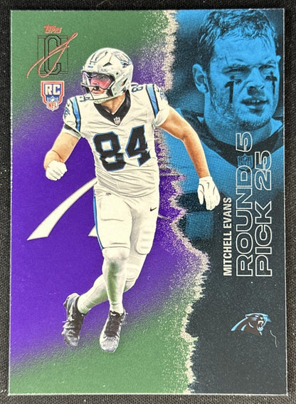 Mitchell Evans 2025 Topps Signature Class Green & Purple Rookie Panthers front
