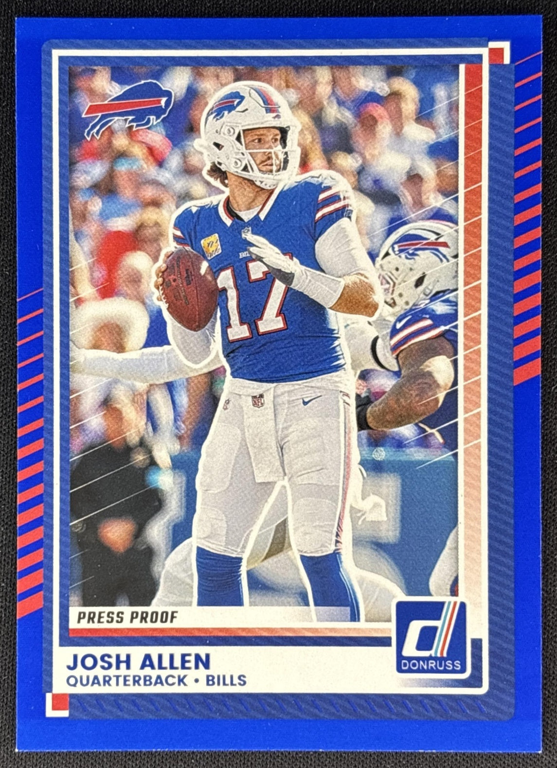 Josh Allen 2025 Panini Donruss Press Proof Blue Bills front