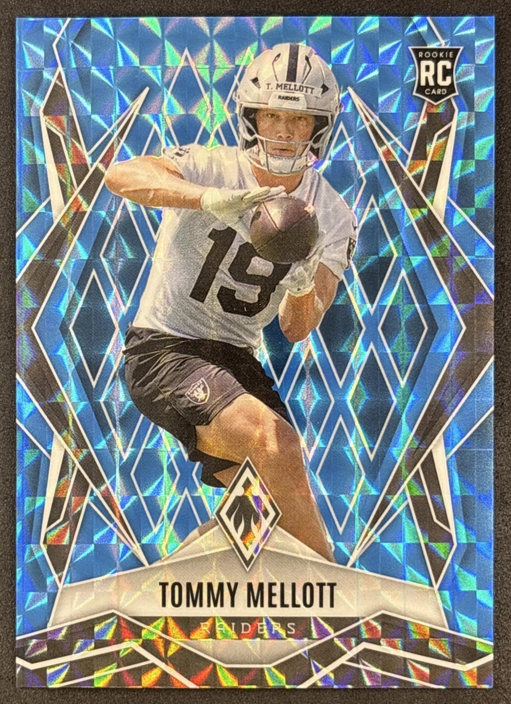 Tommy Mellott 2025 Panini Phoenix Light Blue Pyramids Prizm /385 Raiders