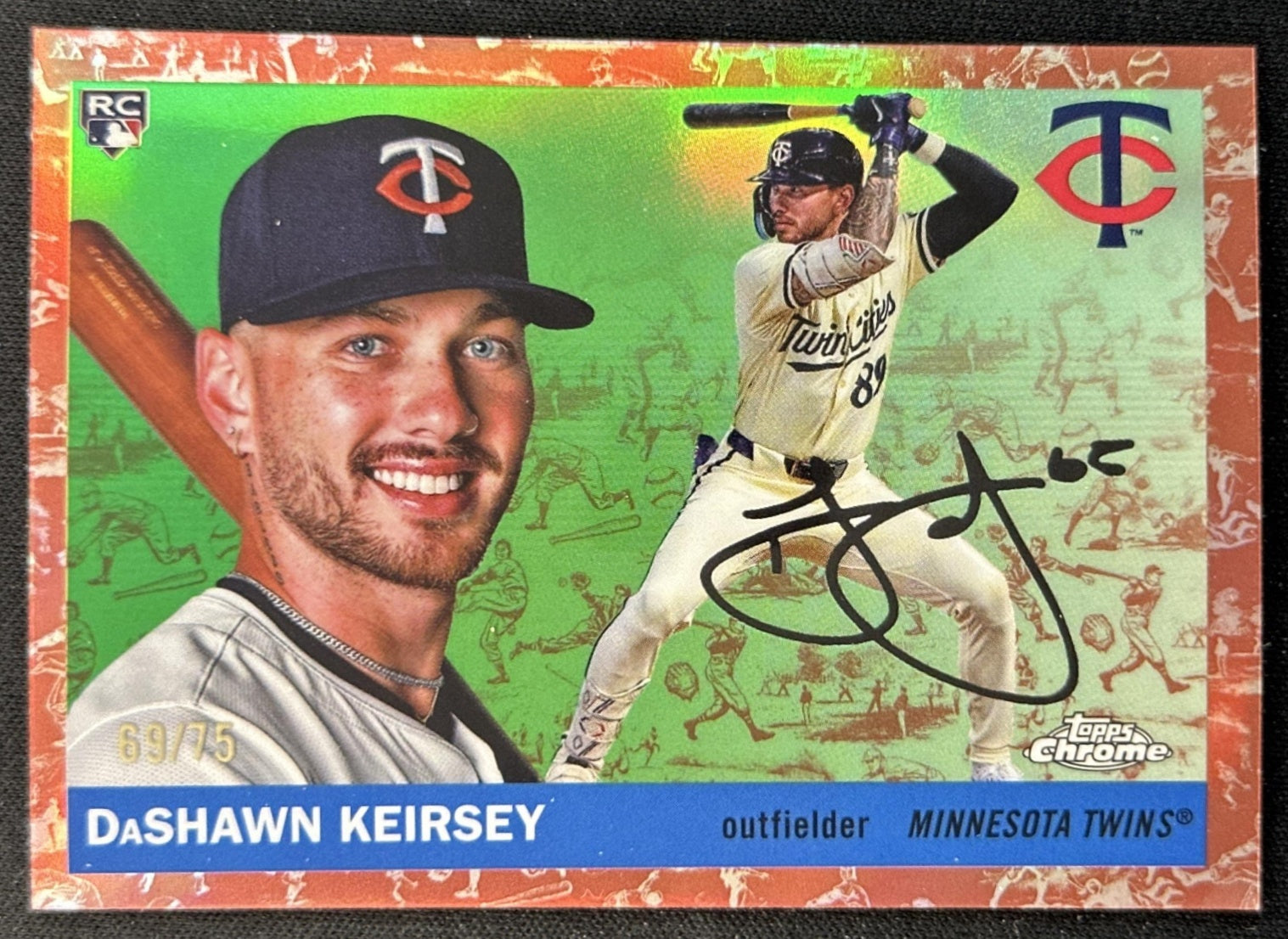 DaShawn Keirsey 2025 Chrome Platinum Anniversary Rose Gold Refractor /75 Twins